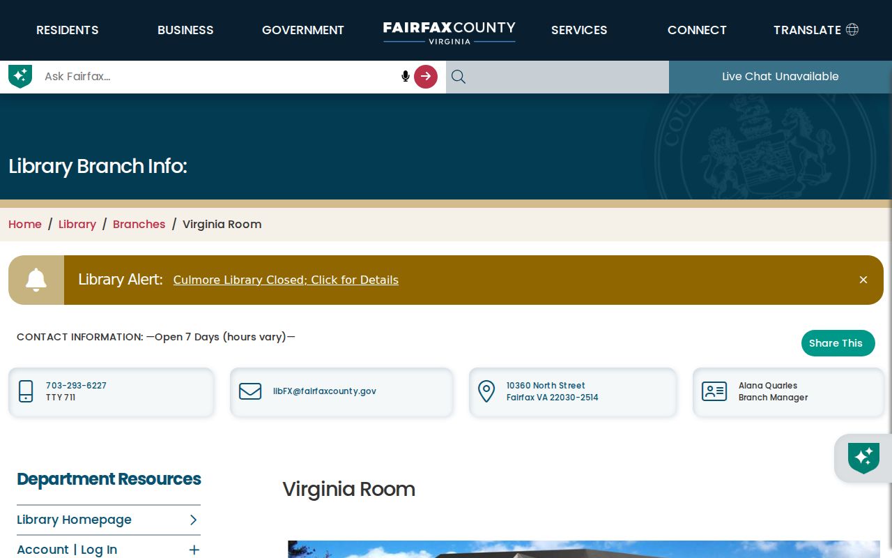 Lorton city directory Virginia Room research access